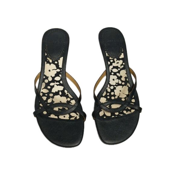 Lands' End Kitten Heels Open Straps Sandals Low Heel Slip-On Women 7B Black 2442 - Picture 10 of 10